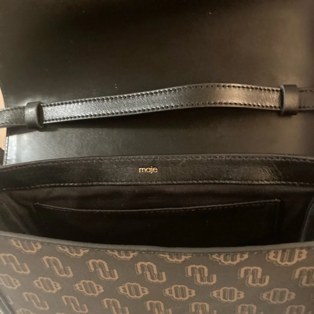 MAJE Clover Clasp Canvas Bag with Leather trim.